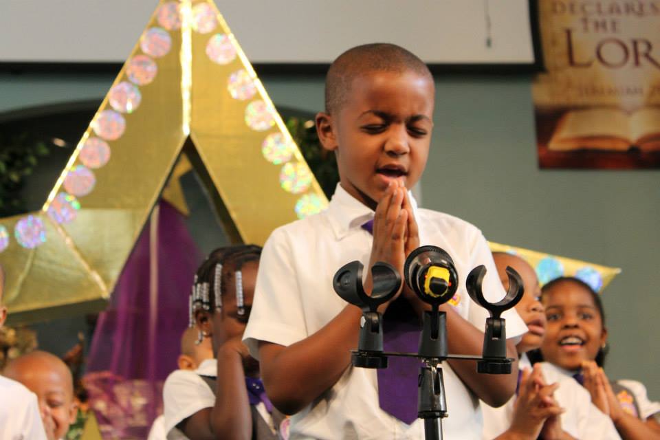 Joshua Ross saying the Lord's Prayer